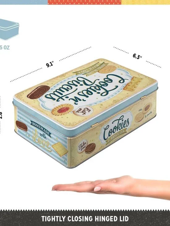 Retro storage tin box flat, 84.5 oz, Cookies 'n' Biscuits – Gift idea for your h - Picture 2 of 6
